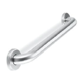 Straight stainless steel grab bar with concealed mounting flanges