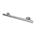 Polished stainless steel linear grab bar with round wall posts