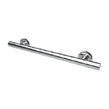 Polished stainless steel linear grab bar with round wall posts