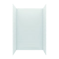 White three-panel shower wall set with a slim 6 x 24 subway tile pattern