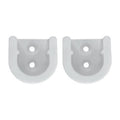 Two white shower curtain rod cup holders