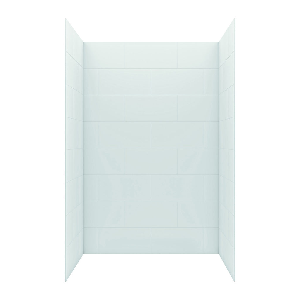 White three-panel shower wall set with a large 12 x 24 subway tile pattern