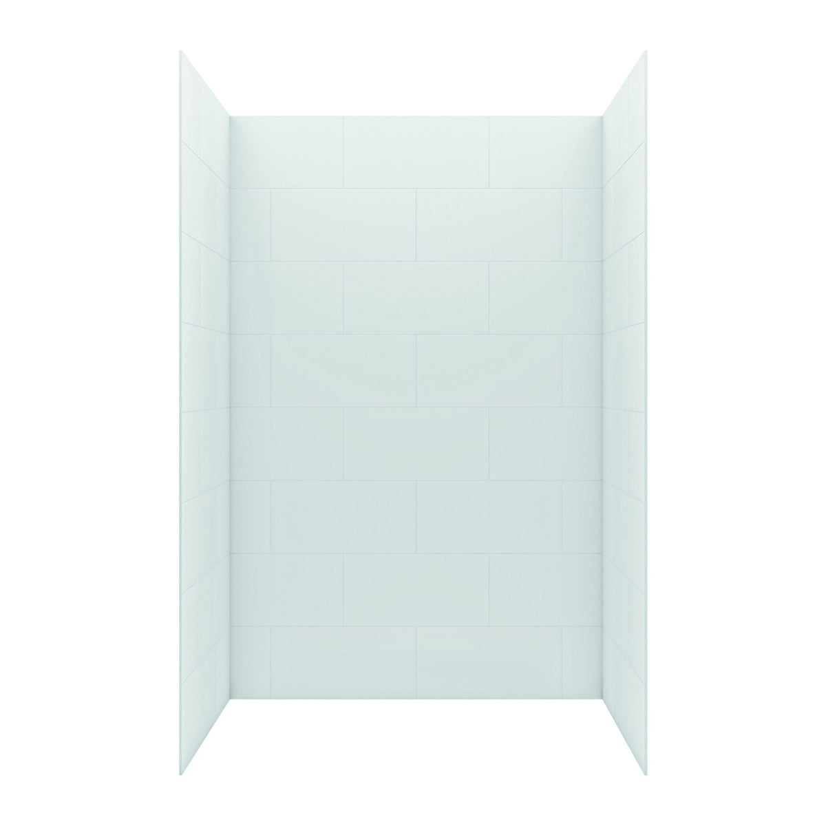 White three-panel shower wall set with a large 12 x 24 subway tile pattern